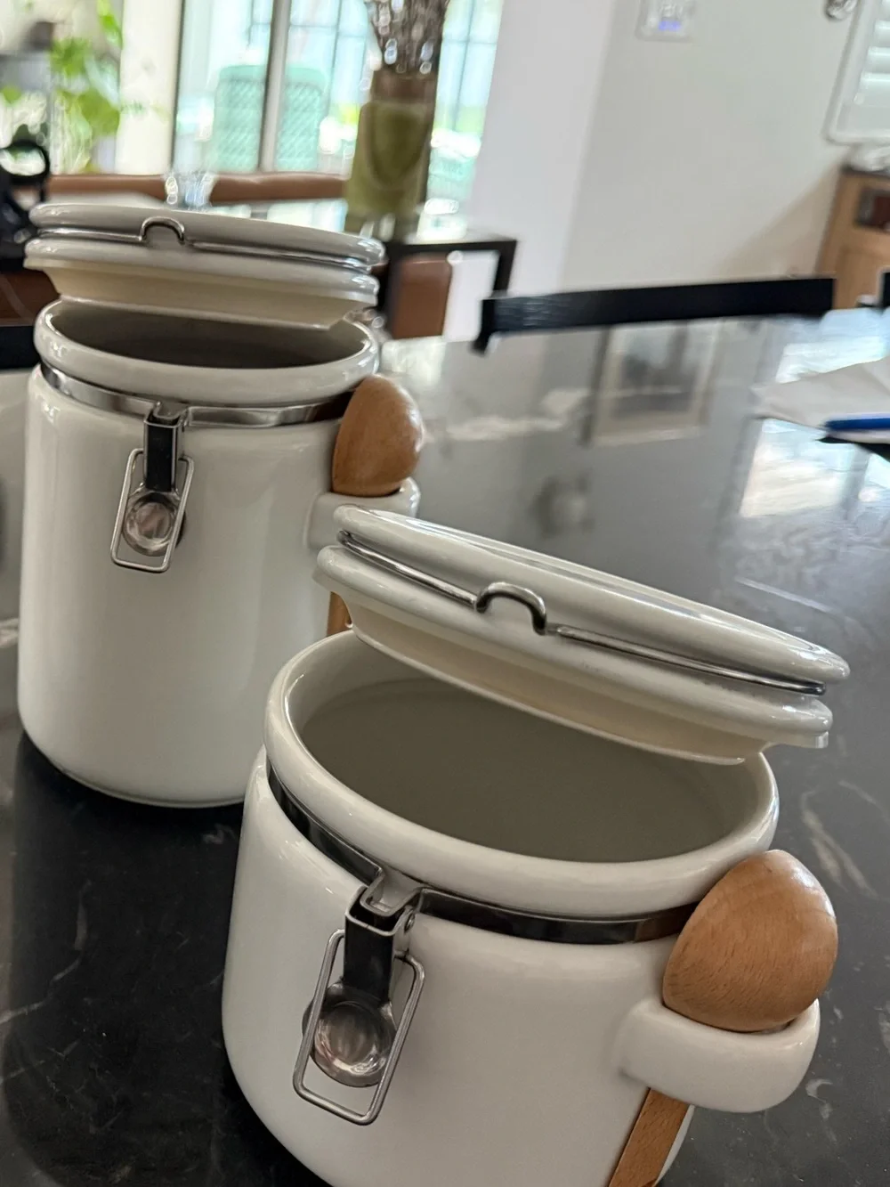 White Ceramic Canister Set (3pc) - Vintage Crate & Barrel “Bee House Japan”